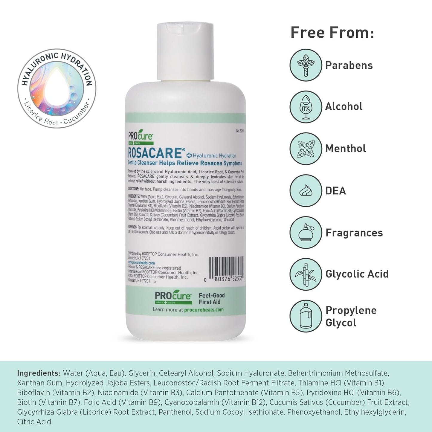 PROcure ROSACARE Gentle Face Cleanser, 8 oz