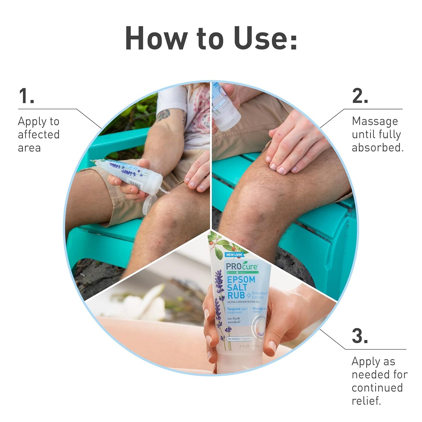 PROcure Epsom Salt Rub Gel with Aloe Vera 6 Fl Oz (Pack of 3)